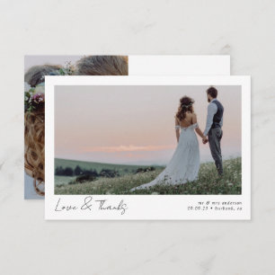 Tarjeta De Agradecimiento Amor y gracias Boda de caligrafía fotográfica Mini