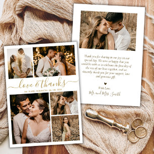 Tarjeta De Agradecimiento Amor y gracias Boda de Collage de fotos con guión
