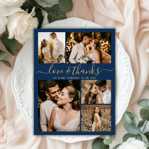 Tarjeta De Agradecimiento Amor y gracias Boda de Collage de fotos de la Mari