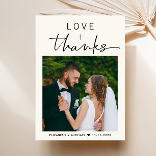 Tarjeta De Agradecimiento Amor Y Gracias Boda De Cream Fotográfico