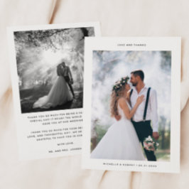 Tarjeta De Agradecimiento Amor y gracias Boda foto Minimalista