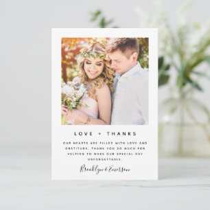 Tarjeta De Agradecimiento Amor y gracias Boda fotográfico moderno