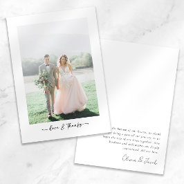 Tarjeta De Agradecimiento Amor y gracias Boda Minimalista moderno de fotogra