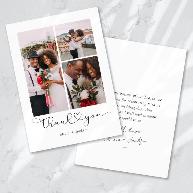 Tarjeta De Agradecimiento Amor y gracias Boda multifoto (Subido por el creador)