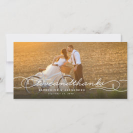 Tarjeta De Agradecimiento Amor Y Gracias Boda Multifoto De Guión Elegante