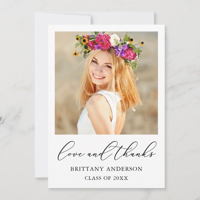 Tarjeta De Agradecimiento Amor y gracias caligrafía Graduación de escritura  (Anverso)