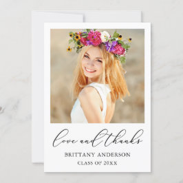 Tarjeta De Agradecimiento Amor y gracias caligrafía Graduación de escritura