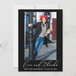 Tarjeta De Agradecimiento Amor y gracias Calligraphy Ink Graduation Photo