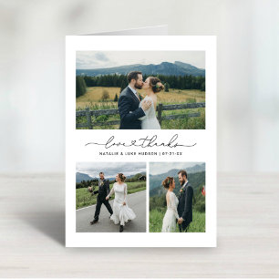 Tarjeta De Agradecimiento Amor y gracias Collage de fotos Boda moderno