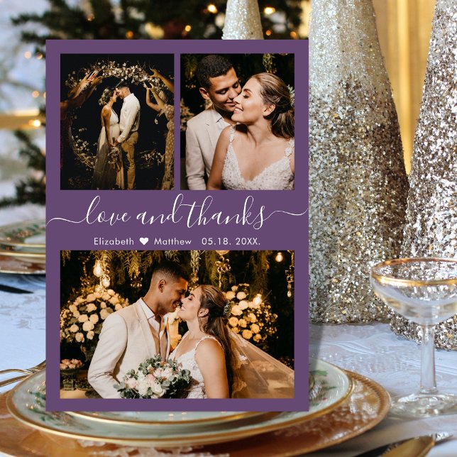 Tarjeta De Agradecimiento Amor y gracias Collage de fotos Mauve Gracias (Subido por el creador)