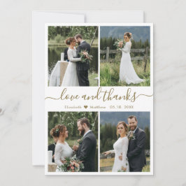 Tarjeta De Agradecimiento Amor y gracias Collage de fotos Script Boda Gracia