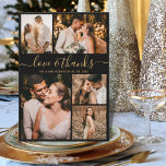 Tarjeta De Agradecimiento Amor y gracias Collage de fotos Script Boda Gracia<br><div class="desc">Elegante, Minimalista Script Gold y Black Boda 5 Collages de fotos Gracias Cartas. Moderna plantilla de tarjetas de agradecimiento boda con cinco (5) fotos en la parte delantera y una (1) foto en la parte posterior. Con el texto "Amor y gracias" en una letra de escritura tipográfica con letras a...</div>