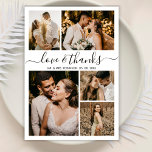 Tarjeta De Agradecimiento Amor y gracias Collage de fotos Script Boda Gracia<br><div class="desc">Elegante Collage de fotos Boda Con Carta A Mano Gracias Cartas. Moderna y mínima plantilla de tarjeta de agradecimiento boda con cinco (5) fotos en la parte delantera y una (1) foto en la parte trasera. Con el texto "Amor y gracias" en una hermosa letra de escritura tipográfica con letras...</div>