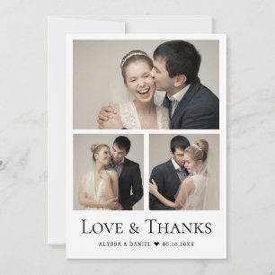 Tarjeta De Agradecimiento Amor y gracias Corazón Collage de fotos Boda moder