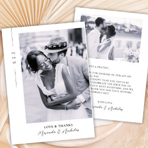 Tarjeta De Agradecimiento Amor y Gracias Elegantes 2 Foto Boda