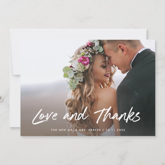 Tarjeta De Agradecimiento Amor y gracias| Foto Boda (Anverso)