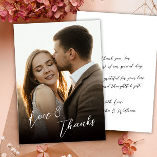 Tarjeta De Agradecimiento Amor y Gracias Letra a Mano Foto Boda