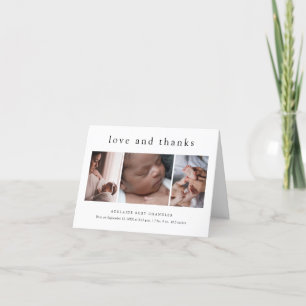 Tarjeta De Agradecimiento Amor y Gracias Minimal 4 Fotos Nuevo Bebé