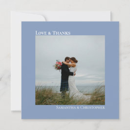 Tarjeta De Agradecimiento Amor y gracias Minimalista Dusty Blue Boda Foto