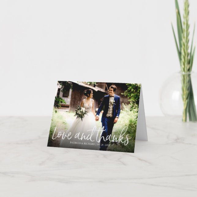 Tarjeta De Agradecimiento Amor Y Gracias Moda Boda Gracias Foto (Anverso)