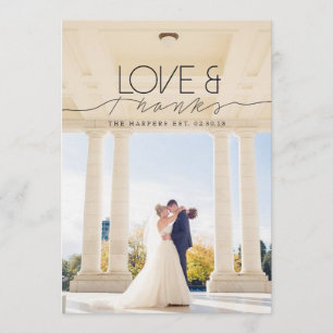 Tarjeta De Agradecimiento Amor y gracias Moda y foto formal de agradecimie
