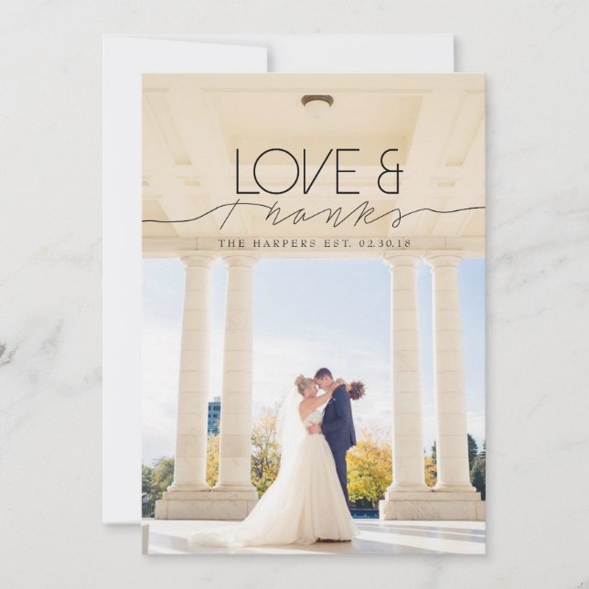 Tarjeta De Agradecimiento Amor y gracias | Moda y foto formal de agradecimie (Anverso)