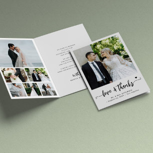 Tarjeta De Agradecimiento Amor y gracias moderno collage de fotos de boda