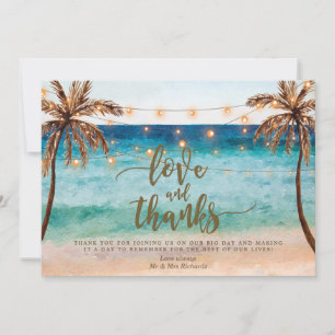 Tarjeta De Agradecimiento amor y gracias playa tropical