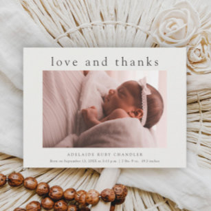 Tarjeta De Agradecimiento Amor y gracias Recién nacido de 3 Collages de foto