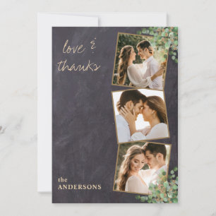 Tarjeta De Agradecimiento Amor y gracias Rustic 3 Foto Boda de Verdor de Oro