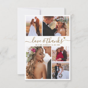 Tarjeta De Agradecimiento Amor y gracias Script Collage de fotos Boda del co