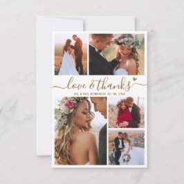 Tarjeta De Agradecimiento Amor y gracias Script Collage de fotos Boda del co