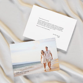 Tarjeta De Agradecimiento Amor y gracias simple Boda de fotografía moderna