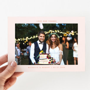 Tarjeta De Agradecimiento Amor y gracias simple foto Boda