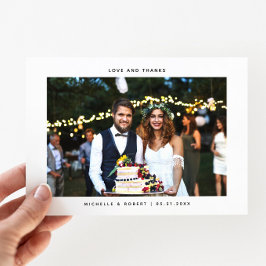 Tarjeta De Agradecimiento Amor y gracias simple foto Boda