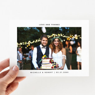 Tarjeta De Agradecimiento Amor y gracias simple foto Boda