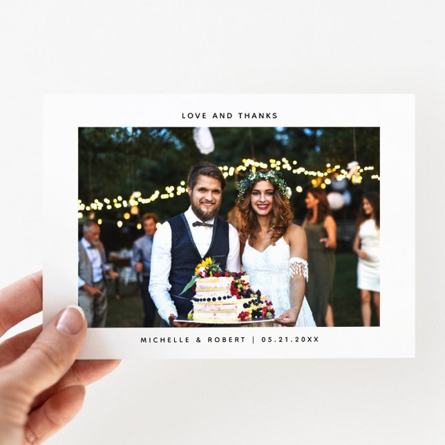 Tarjeta De Agradecimiento Amor y gracias simple foto Boda (Subido por el creador)