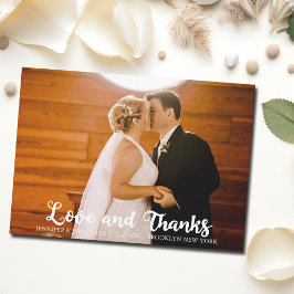 Tarjeta De Agradecimiento Amor y gracias simple foto Boda de Moda
