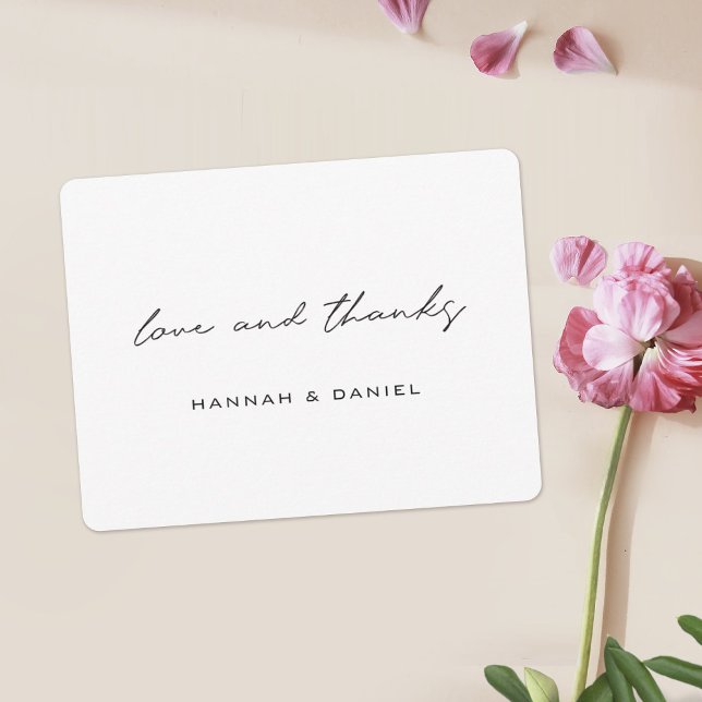 Tarjeta De Agradecimiento Amor y Gracias Simple Moderno Script Bodas Negras (Subido por el creador)