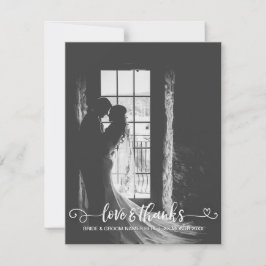 Tarjeta De Agradecimiento Amor y gracias tipografía Boda foto en blanco negr