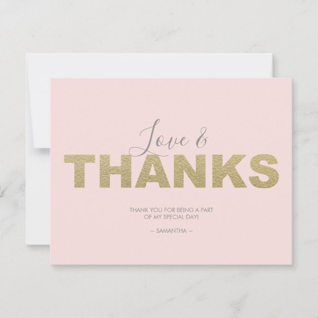 Tarjeta De Agradecimiento Amor y gracias X y O Gracias (Anverso)