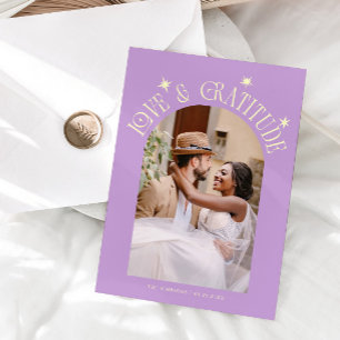 Tarjeta De Agradecimiento Amor y gratitud boda minimalista foto Wisteria