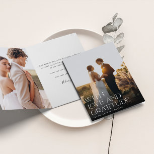 Tarjeta De Agradecimiento Amor y Gratitud   Foto Boda vertical doblada