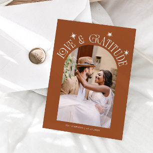 Tarjeta De Agradecimiento Amor y gratitud minimalista boda foto terracota