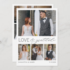 Tarjeta De Agradecimiento Amor y Gratitud Modernos 8 Collages de fotos Boda
