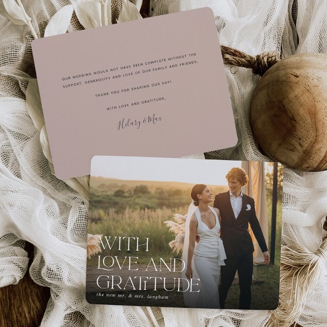 Tarjeta De Agradecimiento Amor y Gratitud | Plano de fotos Boda horizontal (Subido por el creador)