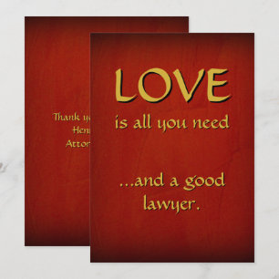 Tarjeta De Agradecimiento Amor Y Un Buen Abogado Gracias - Lujo