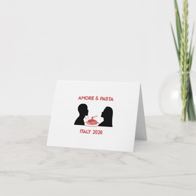 Tarjeta De Agradecimiento Amore y Pasta Retro Chic  (Anverso)