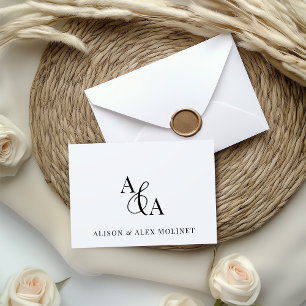 Tarjeta De Agradecimiento Ampersa blanco y negro y gracias moderno