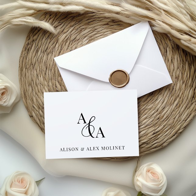 Tarjeta De Agradecimiento Ampersa blanco y negro y gracias moderno (Subido por el creador)